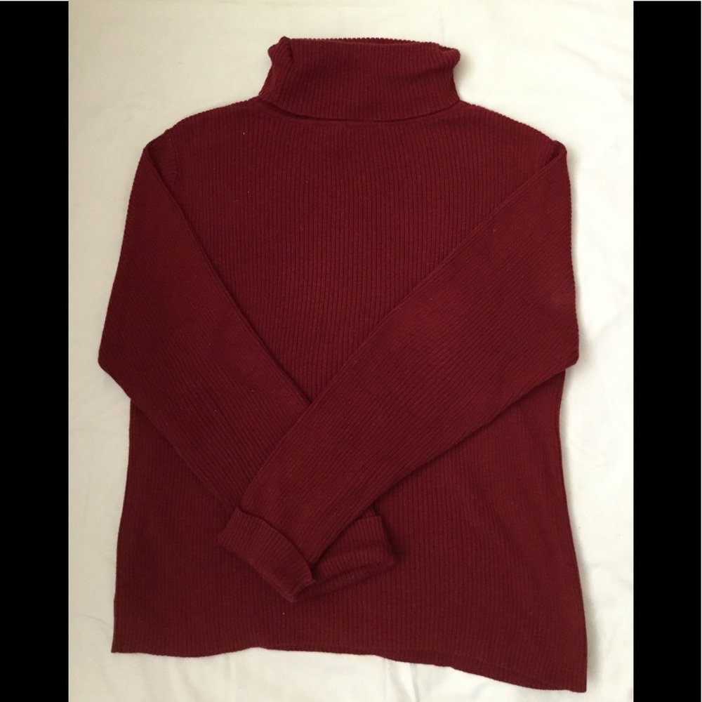 Red Ribbed Turtleneck - Picture 3 of 4